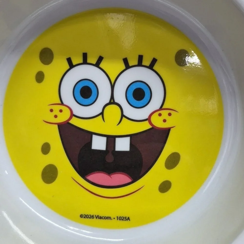 SpongeBob SquarePants Pet Bowl Dog Cat Food Water Dish, 7in Dia, Lot Of 2